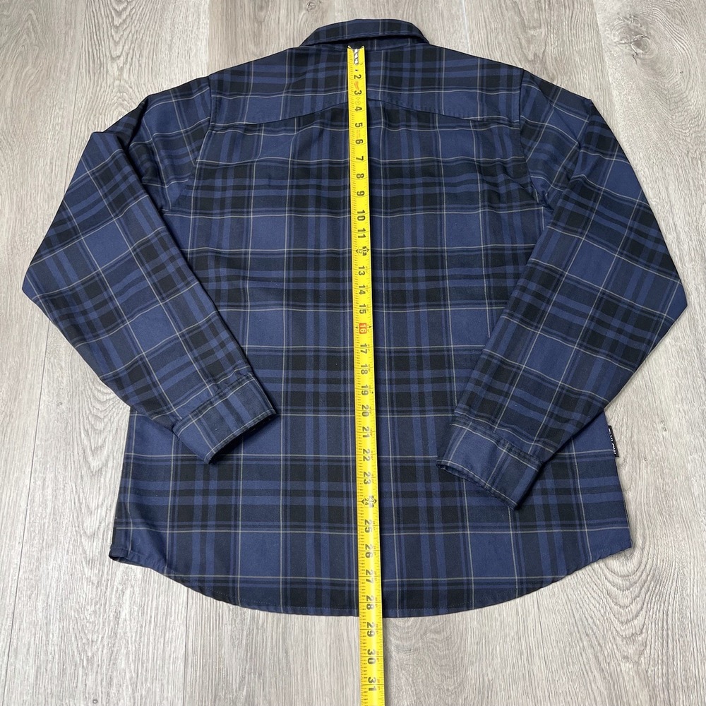 Flylow Long Sleeve Snap Flannel Shirt Mens Size Medium Blue Plaid - Picture 13 of 15